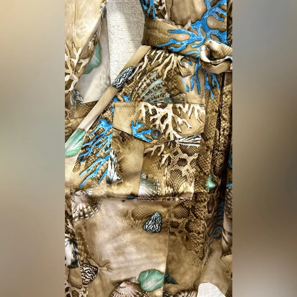 Gorgeous HTF Vintage Cache Shirt Dress NWT 8 M Beach Print Reef Seashell Animal - Picture 7 of 11